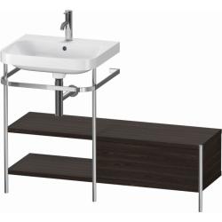 Консоль с раковиной Duravit Happy D.2 Plus c-bonded, 120х49х85 см, напольная, металл/ДСП 1 выдвижной ящик, 2 полки, правая, цвет: орех брашированный /умывальник, цвет белый, керамика, 1 отверстие под смеситель