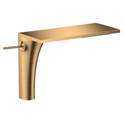 Смеситель для раковины Axor Massaud 220, однорычажный, фиксированный прямоугольный излив, длина излива 20 см, керамический, латунь, цвет шлифованная медь, с незапираемым сливным набором