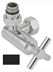 Вентиль Сунержа 3D левый (крест) G 1/2" НР х G 3/4", цвет матовый черный