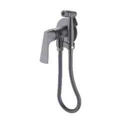 Смеситель с гигиеническим душем Raglo R07.52.09 встраиваемый, однорычажный, керамический, без излива, с гибким шлангом/лейкой, латунь, цвет графит