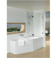 Душевая шторка на ванну Riho VZ Scandic NXT X500 Geta, 121,5x150 см, прозрачное стекло/профиль хром, распашная, плоская/панель, правая, правосторонняя, (душевая шторка для ванны)