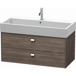 Тумба под раковину Duravit Brioso, 98,4х45,9х44,2 см, подвесная, 2 выдвижных ящика, ДСП, цвет: сосна терра/хром, шкафчик навесной, механизм доводчика, прямоугольная, правая/левая, в ванную комнату