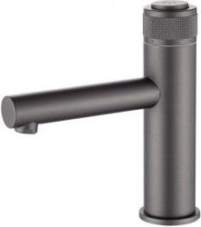 Смеситель для раковины/умывальника Accoona, нажимной, неповоротный, керамический, длина излива 129 мм, латунь, цвет графит