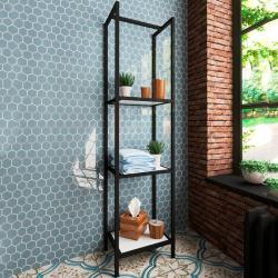 Стеллаж Эстет Comfort Loft 40, 400х1600х300 мм, напольный, (правый/левый), открытые полки, цвет: белый/черный , в ванную комнату, правосторонний/левосторонний/универсальный