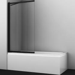 Душевая шторка на ванну WasserKRAFT Dill 61S, 80х140 см, прозрачное стекло/профиль черный, раздвижная/распашная, плоская/панель, правая/левая, правосторонняя/левосторонняя, универсальная