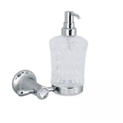 Дозатор жидкого мыла Boheme Puro 10712 настенный, латунь/стекло, форма округлая, для мыла в ванную/туалет/душевую кабину, цвет хром