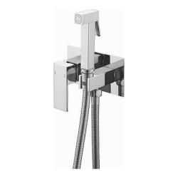 Смеситель с гигиеническим душем Splenka S97.52 встраиваемый, однорычажный, керамический, без излива, с гибким шлангом/лейкой, латунь/пластик, цвет хром