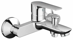 Смеситель для ванны/душа Dorff Prime однорычажный, керамический, настенный, излив короткий литой, без шланга/лейки, латунь, цвет хром