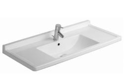 Раковина DURAVIT Starck 3, 105х48,5х19 см, подвесная, прямоугольная, санфарфор, цвет белый, с 1 отверстием под смеситель, крыло/полочка с двух сторон, слив/перелив