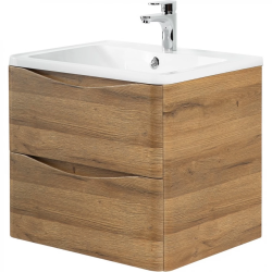 Тумба под раковину BelBagno Marino 80, 80х60х45 см, подвесная, 2 выдвижных ящика, МДФ/ЛДСП, цвет: натуральный дуб, шкафчик навесной, механизм доводчика, прямоугольная