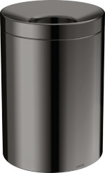 Ведро/корзина для мусора Axor Universal Circular Accessories с крышкой, 5 л, напольное, металлическое/пластиковое, форма круглая, для туалета/ванной/кухни, цвет полированный черный хром, со съемной вставкой