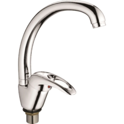 Смеситель для кухни/мойки LEDEME, однорычажный, поворотный, силуминовый, длина излива 186 мм, силумин, цвет хром