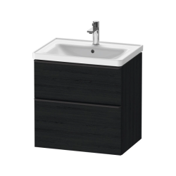 Тумба под раковину Duravit D-Neo, 63,4х45,2х62,5 см, подвесная, 2 выдвижных ящика, ДСП, цвет: дуб черный, шкафчик навесной, прямоугольная, правая/левая, в ванную комнату