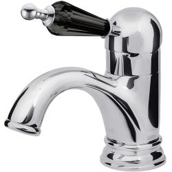 Смеситель для раковины/умывальника Boheme Tradizionale Nero, однорычажный, неповоротный, керамический, длина излива 124 мм, латунь, цвет хром