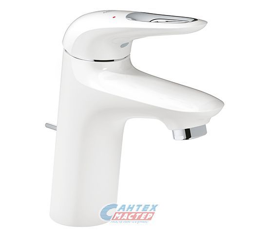 Смеситель для раковины Grohe Eurostyle New однорычажный, излив короткий, длина 110 мм, керамический, латунь, цвет белая луна/хром, без донного клапана