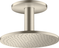 Верхний душ AXOR ShowerSolutions 250 1jet, с потолочным подсоединением, потолочный монтаж, круглый, с 1 режимом, размер 25 см, металлический, цвет: шлифованный никель, для душа/ванной