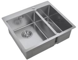 Мойка кухонная ZorG Light, 59х51х20 см, две чаши, нержавеющая сталь, прямоугольная, цвет: нержавеющая сталь, с отверстием под смеситель, без крыла, левосторонняя, слив-перелив, врезная