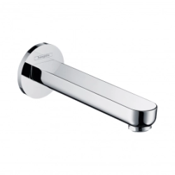 Излив на ванну Hansgrohe Metris S, настенный, латунь, хром, округлый, длина излива 16,1 см, встраиваемый/встроенный, для смесителя/ванны/ванной/душевой, без смесителя, фиксированный