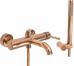 Смеситель для ванны/душа REA LUNGO настенный, однорычажный, неповоротный, длина излива 120 мм, латунь, цвет розовое золото
