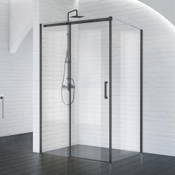 Душевой уголок BelBagno Acqua, 130х90 см, без поддона, прямоугольный, угловой, стекло прозрачное, (без сифона) без крыши, раздвижной, стеклянный, алюминиевый профиль (черный)