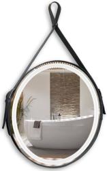 Зеркало Silver Мirrors Капитан, 51х51 см, с LED/ЛЕД-подсветкой, круглое, выключатель бесконтактный, подвес из натуральной кожи, для ванны