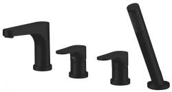 Смеситель для ванны/душа ABBER Eleganz на борт ванны, однорычажный, неповоротный, длина излива 141 мм, латунь, цвет черный матовый