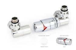 Автоматический терморегулятор Сунержа 3D правый G 1/2" НР х G 3/4" набор, цвет матовый белый, хром