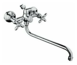 Смеситель для ванны/душа LEDEME настенный, двухвентильный, поворотный, латунный, длина излива 300 мм, латунь, цвет хром L2127 Смеситель для ванны/душа LEDEME настенный, двухвентильный, поворотный, латунный, длина излива 300 мм, латунь, цвет хром L2127