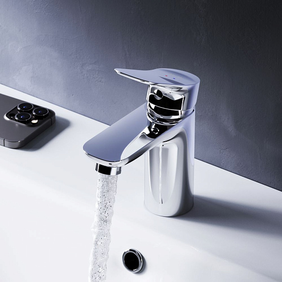 Смеситель для раковины/умывальника AM.PM Force, однорычажный, неповоротный, керамический, длина излива 105 мм, латунь, цвет хром