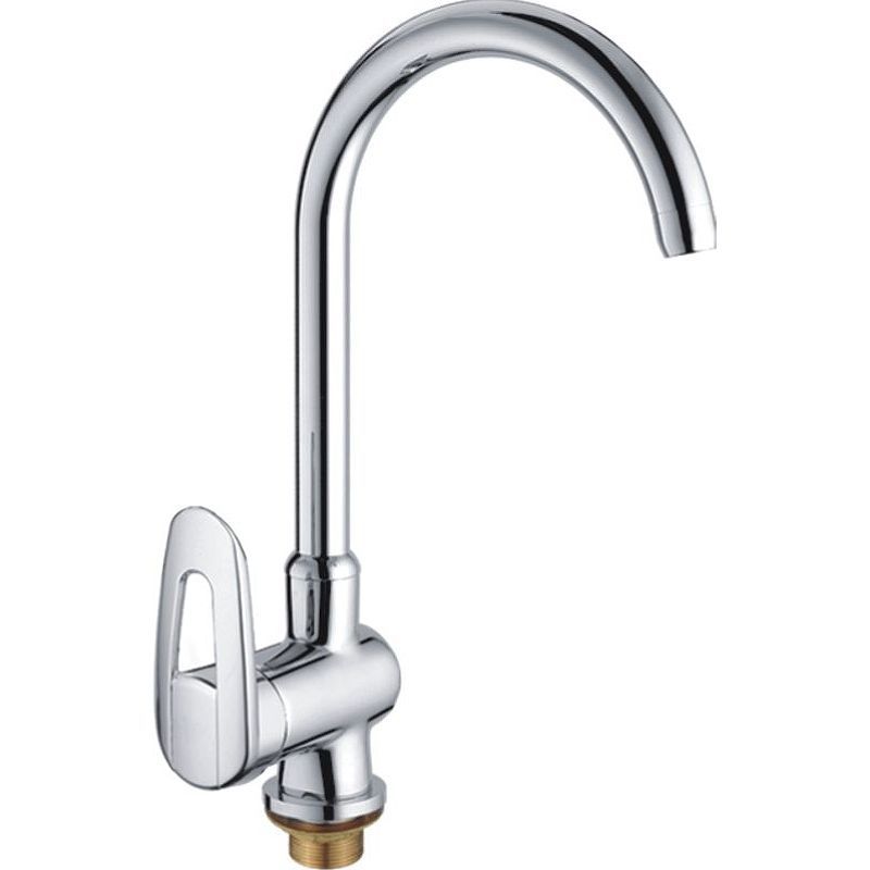 Смеситель для кухни/мойки HAIBA однозахватный, поворотный, латунный, с высоким изливом, длина 118 мм, латунь, цвет хром