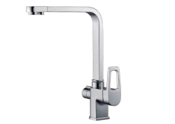 Смеситель для кухни/мойки ZorG ZR 334, под фильтр, однорычажный, поворотный, керамический картридж, длина излива 220 мм, латунь, цвет хром