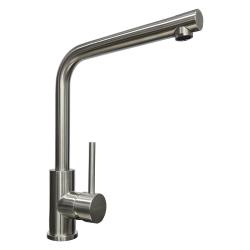 Смеситель для кухни/мойки TopZero, цвет нержавеющая сталь, L образный, однорычажный, с высоким/низким изливом, высота излива 275 см, из нержавеющей стали