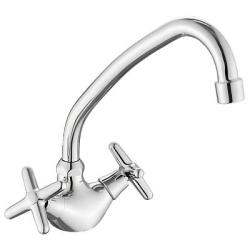 Смеситель для кухни/мойки Splenka S80.41 двухвентельный, поворотный, высокий излив, длина излива 236 мм, латунь, цвет хром