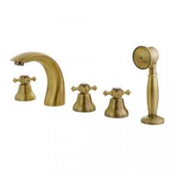 Смеситель для ванны/душа Migliore Prestige, на борт ванны, двухвентильный, неповоротный, длина 136 мм, керамический, латунь, цвет бронза