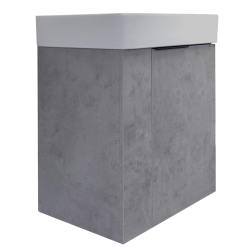 Тумба с раковиной Comforty Асти-60Н размер 60х86х45,5 см напольная, 1 распашная дверца, ЛДСП/МДФ, прямоугольная, цвет- бетон светлый/раковина Comforty CF3WL032 прямоугольная, цвет белый, встраиваемая