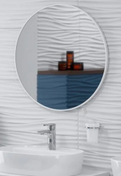 Зеркало Excellent Virro, 60х60 см, без подсветки, круглое, цвет рамы- белый матовый, для ванны, навесное/подвесное/настенное