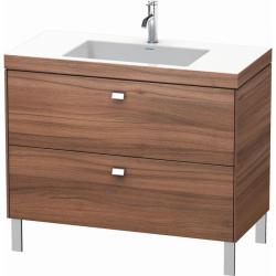 Тумба c раковиной Duravit Brioso, 100х48х61,3 см, подвесная, 2 выдвижных ящика, ДСП, цвет: орех матовый/хром /Vero Air, мебельная, прямоугольная, цвет белый, фарфоровая, без отверстия под смеситель, без перелива