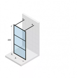 Душевая перегородка Riho SZ Grid GB401, 140х200 см, прозрачное стекло, правая/левая, универсальная, фиксированная, прозрачное закаленное стекло, профиль черный, прямоугольная