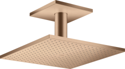 Верхний душ AXOR ShowerSolutions 300/300 1jet, с потолочным подсоединением, потолочный монтаж, квадратный, с 1 режимом, размер 30х30 см, металлический, цвет: шлифованное красное золото, для душа/ванной