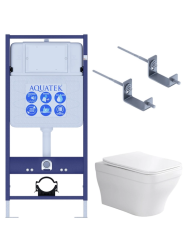 Комплект унитаза с инсталляцией Aquatek Амадео (Сет) c сиденьем микролифт, без кнопки, комплект крепления