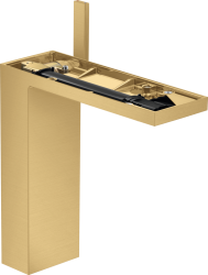 Смеситель для раковины/умывальника Axor MyEdition 230, без панели, однорычажный, фиксированный излив, длина излива 19,6 см, керамический, латунь, цвет шлифованное золото, со сливным клапаном Push-Open