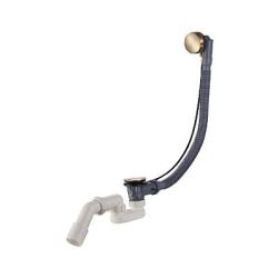 Слив-перелив Raglo R600.30.03, для ванны, 600 мм, готовый набор, с сифоном, латунь/пластик, цвет сатин золотой, полуавтоматический с тросиком