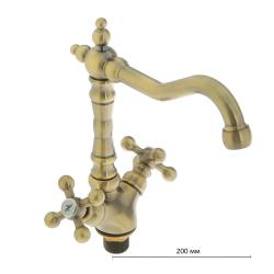 Смеситель для кухни/мойки Accoona, двухвентильный, поворотный, керамический, длина излива 200 мм, латунь, цвет бронза