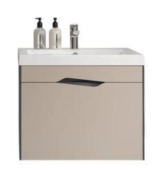 Тумба под раковину Velvex Krona 600-0-1, 589х445х462 мм подвесная, цвет серый камень, 1 выдвижной ящик, подходит раковина Como 60, универсальная, в ванную комнату