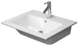 Раковина DURAVIT ME by Starck, WonderGliss 63х49х18 см, подвесная, прямоугольная, санфарфор, цвет белый, с 2 отверстиями под смеситель, антигрязевое покрытие, слив/перелив