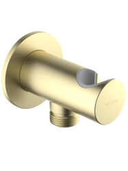 Шланговое подключение Aquatek AQ2464BG цвет шлифованное золото, с держателем душевой лейки, резьбовое соединение, настенное, для душа/ванной, латунь