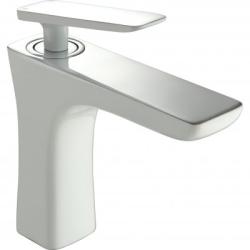 Смеситель для умывальника ROSE однорычажный, неповоротный, длина 130 мм, латунь, цвет белый/хром