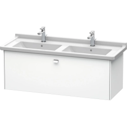 Тумба под раковину Duravit Brioso, 122х46,9х45,2 см, подвесная, 1 выдвижной ящик, ДСП, цвет: белый матовый/хром, шкафчик навесной, механизм доводчика, прямоугольная, правая/левая, в ванную комнату