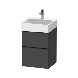 Тумба под раковину Duravit D-Neo, 48,4х44,2х62,5 см, подвесная, 2 выдвижных ящика, ДСП, цвет: графит матовый, шкафчик навесной, прямоугольная, правая/левая, в ванную комнату