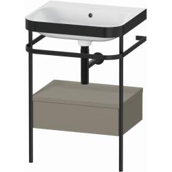 Консоль с раковиной Duravit Happy D.2 Plus c-bonded, 57,5х49х85 см, напольная, металл/ДСП 1 выдвижной ящик, цвет: каменно-серый шелковисто-матовый /умывальник, прямоугольный, цвет белый, керамика, без отверстия под смеситель